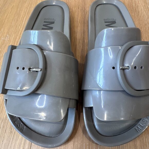Melissa Beach Slide IV Sandals | Putty Taupe Buckle Slides | Size 6 | Minimalist - Picture 6 of 14